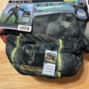 Halo Spartan Emile Costume Small 4-6 NEW Halloween Jumpsuit Mask Kids Green Gray